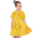 Abstract Yellow Floral Pattern Kids  Sailor Dress View1