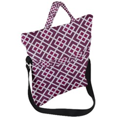 Two Tone Lattice Pattern Purple Fold Over Handle Tote Bag by kellehco