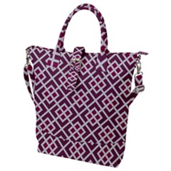Two Tone Lattice Pattern Purple Buckle Top Tote Bag by kellehco