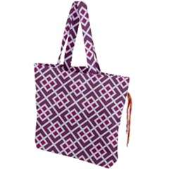 Two Tone Lattice Pattern Purple Drawstring Tote Bag by kellehco