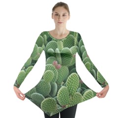 Green Cactus Long Sleeve Tunic  by Sparkle