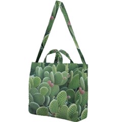 Green Cactus Square Shoulder Tote Bag by Sparkle