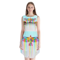 Rainbow Bird Sleeveless Chiffon Dress   by Sparkle