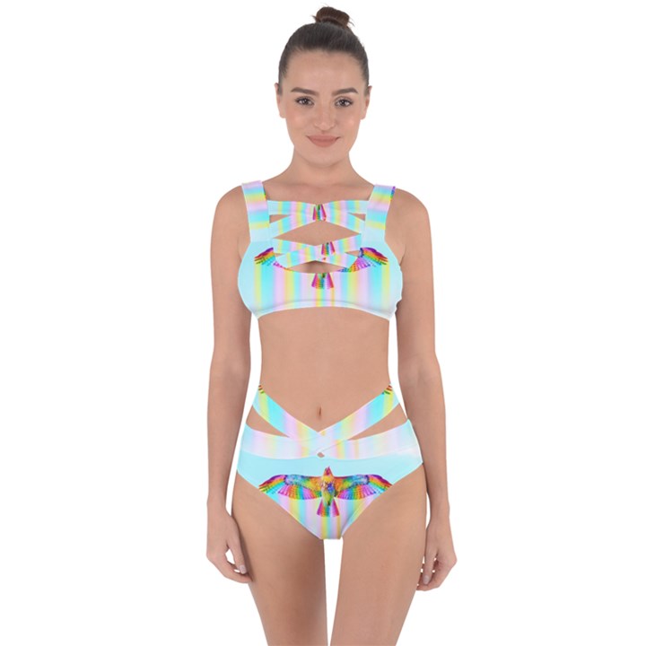 Rainbow Bird Bandaged Up Bikini Set 