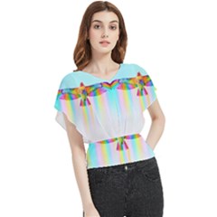 Rainbow Bird Butterfly Chiffon Blouse