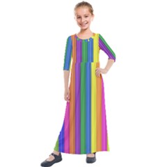 Colorful Spongestrips Kids  Quarter Sleeve Maxi Dress by Sparkle