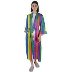 Colorful Spongestrips Maxi Satin Kimono by Sparkle