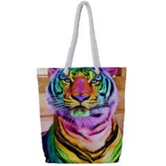 Rainbowtiger Full Print Rope Handle Tote (small) by Sparkle