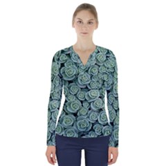 Realflowers V-Neck Long Sleeve Top