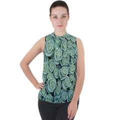 Realflowers Mock Neck Chiffon Sleeveless Top by Sparkle