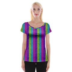 Glitter Strips Cap Sleeve Top by Sparkle
