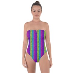 Glitter Strips Tie Back One Piece Swimsuit by Sparkle