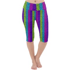 Glitter Strips Lightweight Velour Cropped Yoga Leggings by Sparkle