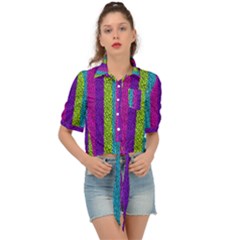 Glitter Strips Tie Front Shirt  by Sparkle