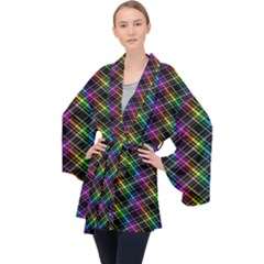 Rainbow Sparks Long Sleeve Velvet Kimono  by Sparkle