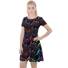 Rainbowwaves Cap Sleeve Velour Dress 