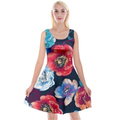 Flowers Pattern Reversible Velvet Sleeveless Dress by Sparkle