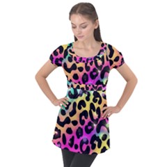 Animal Print Puff Sleeve Tunic Top by Sparkle