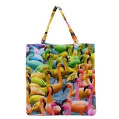 Rainbow Flamingos Grocery Tote Bag