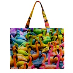 Rainbow Flamingos Zipper Mini Tote Bag