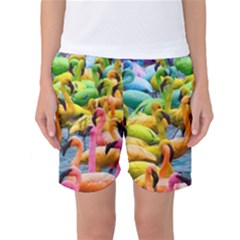 Rainbow Flamingos Women s Basketball Shorts