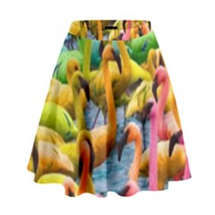 Rainbow Flamingos High Waist Skirt