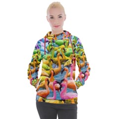 Rainbow Flamingos Women s Hooded Pullover