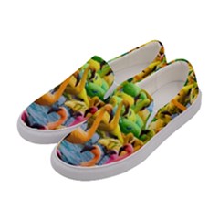 Rainbow Flamingos Women s Canvas Slip Ons