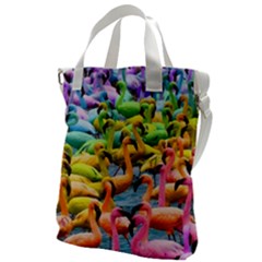 Rainbow Flamingos Canvas Messenger Bag
