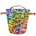 Rainbow Flamingos Drawstring Bucket Bag View1