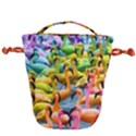 Rainbow Flamingos Drawstring Bucket Bag View2