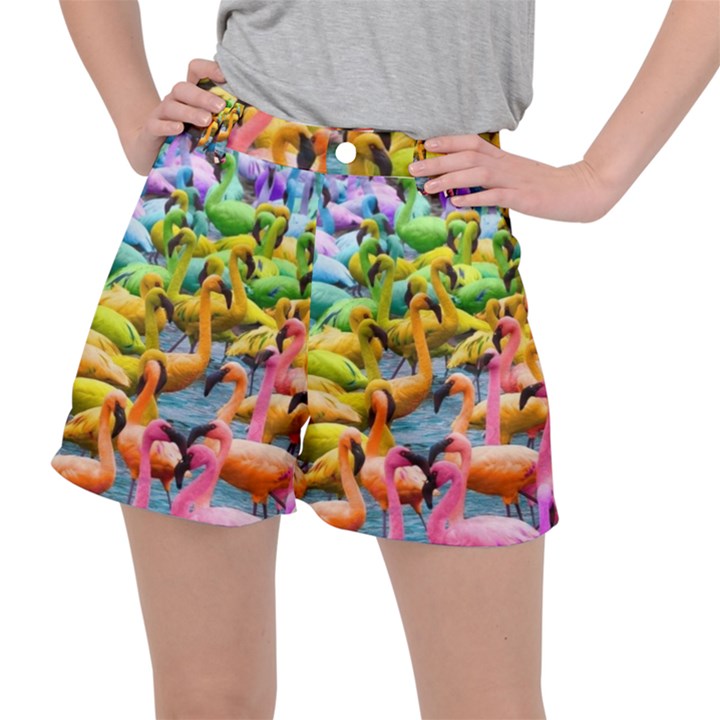 Rainbow Flamingos Ripstop Shorts