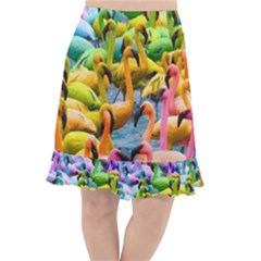 Rainbow Flamingos Fishtail Chiffon Skirt