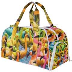 Rainbow Flamingos Burner Gym Duffel Bag by Sparkle