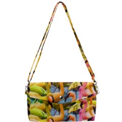 Rainbow Flamingos Removable Strap Clutch Bag