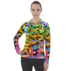 Rainbow Flamingos Women s Pique Long Sleeve Tee