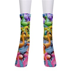 Rainbow Flamingos Men s Crew Socks