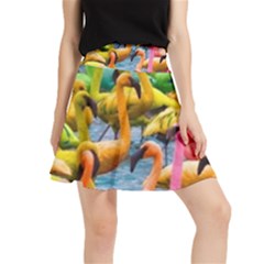 Rainbow Flamingos Waistband Skirt