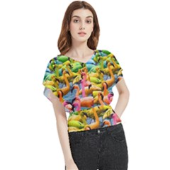 Rainbow Flamingos Butterfly Chiffon Blouse