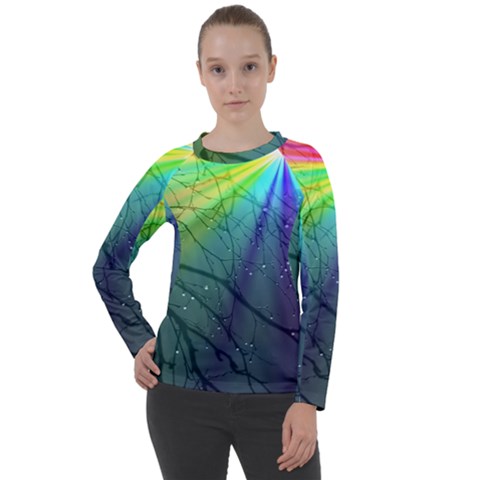 Rainbow Rain Women s Long Sleeve Raglan Tee by Sparkle