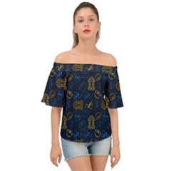 Tribal Festive Folk Pattern Off Shoulder Short Sleeve Top by tmsartbazaar