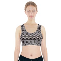 Abstract Boho Style Geometric Sports Bra With Pocket by tmsartbazaar