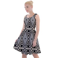 Abstract Boho Style Geometric Knee Length Skater Dress by tmsartbazaar