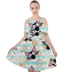 Halloween Bats Cut Out Shoulders Chiffon Dress by Angelandspot