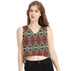 Motif Boho Style Geometric V-neck Cropped Tank Top by tmsartbazaar