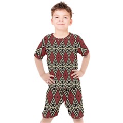 Motif Boho Style Geometric Kids  Tee And Shorts Set by tmsartbazaar