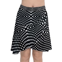 Black And White Geometric Kinetic Pattern Chiffon Wrap Front Skirt by dflcprintsclothing