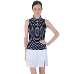 Black And White Geometric Kinetic Pattern Women s Sleeveless Polo Tee by dflcprintsclothing