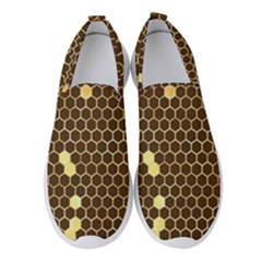Gold Honeycomb On Brown Women s Slip On Sneakers by Angelandspot