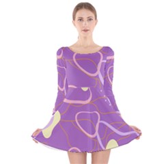 Abstract Purple Pattern Design Long Sleeve Velvet Skater Dress by brightlightarts